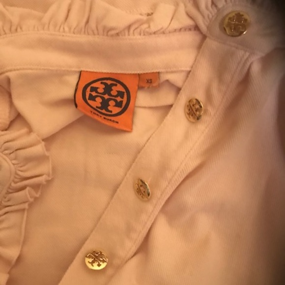 TORY BURCH pink Lidia ruffle polo short sleeves XS - Picture 5 of 7